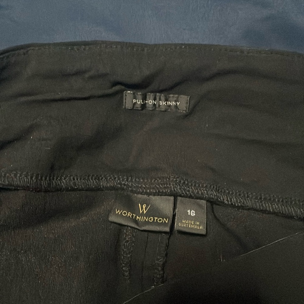 Black pull on skinny pants